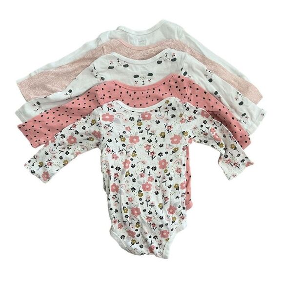 Lot of 5 Gerber Baby Mixed Print Onesie Bodysuit Size 12 Months Multi-Color - Picture 6 of 6